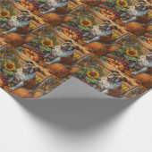 Bulldog Autumn Harvest Thanksgiving Cadeaupapier (Hoek)