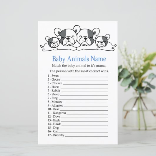 Bulldog Baby Animals Name Game (Staand voorkant)
