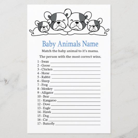 Bulldog Baby Dieren Naam Spel (Voorkant)