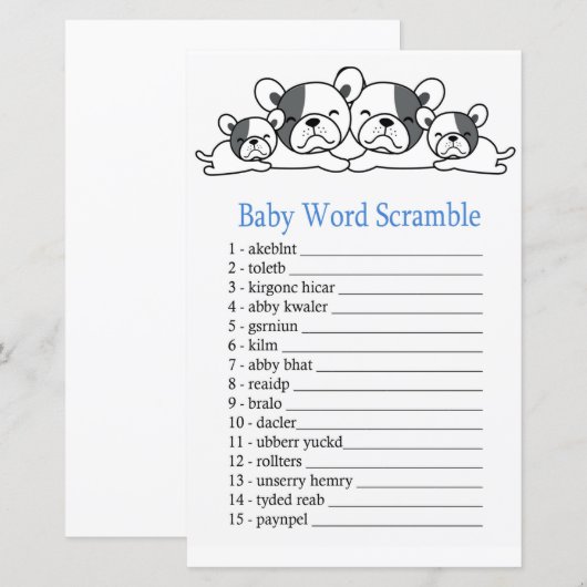 Bulldog Baby word scramble game (Voorkant / Achterkant)