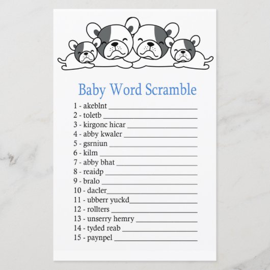 Bulldog Baby word scramble game (Voorkant)