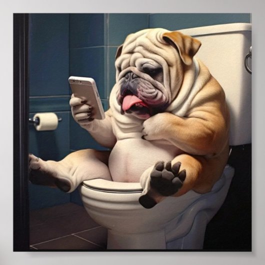 Bulldog Badkamer Wand Poster (Voorkant)