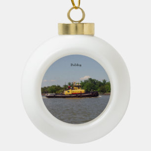 Bulldog bal of sneeuwvlok ornament