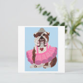 Bulldog Ballerina Bedankkaart (Staand voorkant)