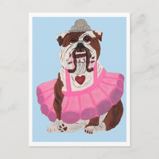 Bulldog Ballerina Briefkaart (Voorkant)