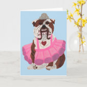 Bulldog Ballerina Kaart (Gele Bloem)