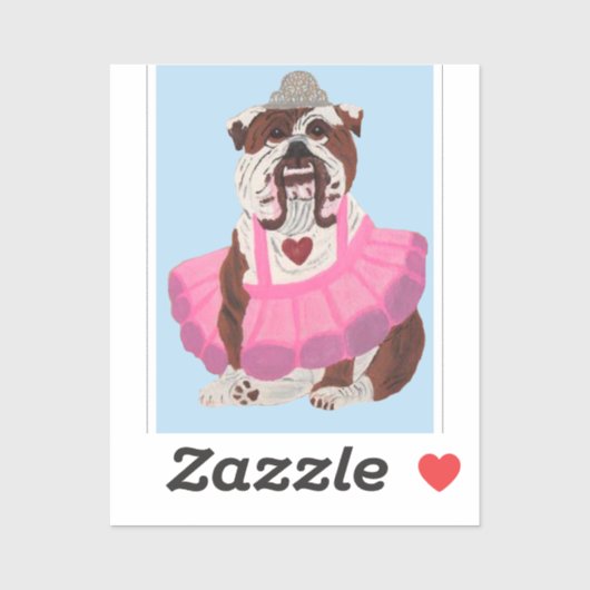 Bulldog Ballerina Sticker (Vel)