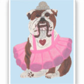 Bulldog Ballerina Sticker (Voorkant)