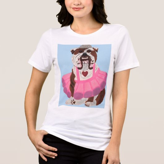 Bulldog Ballerina Tri-Blend Shirt (Voorkant)