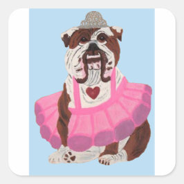 Bulldog Ballerina Vierkante Sticker