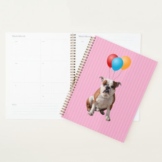 Bulldog Balloons Happy Birthday roze Planner (Display)