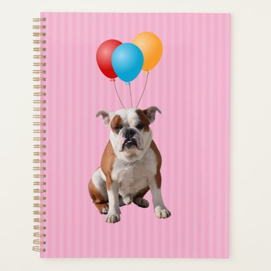 Bulldog Balloons Happy Birthday roze Planner (Voorkant)