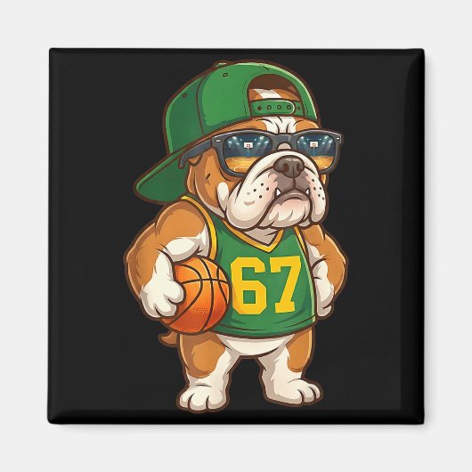 Bulldog Basketball 67 Gen Alpha Slang Srts Dog Boy Magneet (Voorkant)