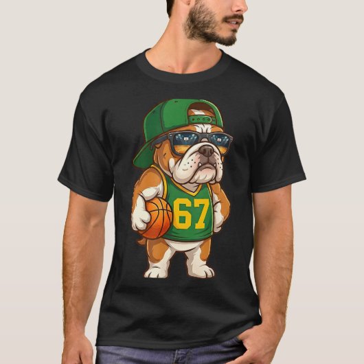 Bulldog Basketball 67 Gen Alpha Slang Srts Dog Boy T-shirt (Voorkant)