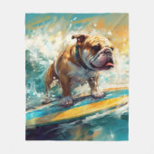 Bulldog Beach Surfen Schilderij Fleece Deken (Voorkant)