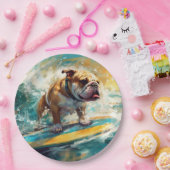 Bulldog Beach Surfen Schilderij Papieren Bordje (Feest)