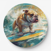 Bulldog Beach Surfen Schilderij Papieren Bordje (Voorkant)
