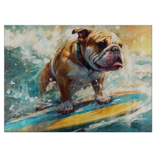 Bulldog Beach Surfschilderij Snijplank (Voorkant)