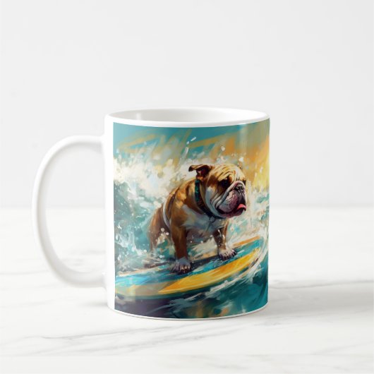 Bulldog Beach Surfschildering Koffiemok (Links)