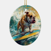 Bulldog Beach Surfschilderkunst Keramisch Ornament (Rechts)