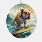 Bulldog Beach Surfschilderkunst Keramisch Ornament (Links)