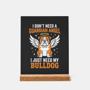 Bulldog Beschermengel Hond Acryl Bord