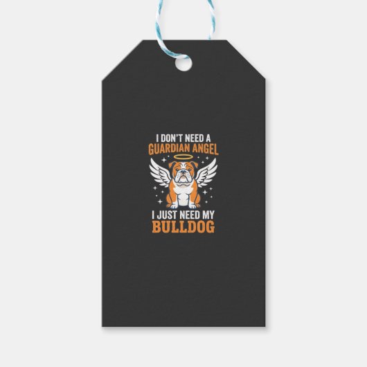 Bulldog Beschermengel Hond Cadeaulabel (Voorkant)