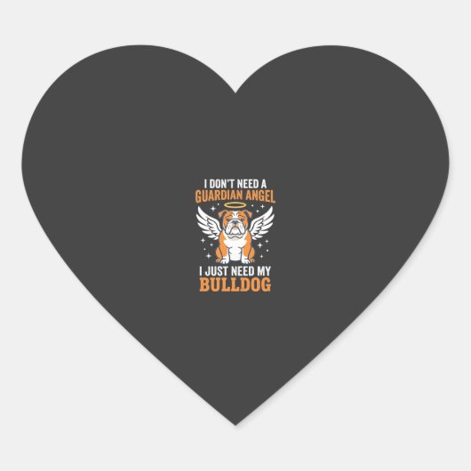 Bulldog Beschermengel Hond Hart Sticker (Voorkant)