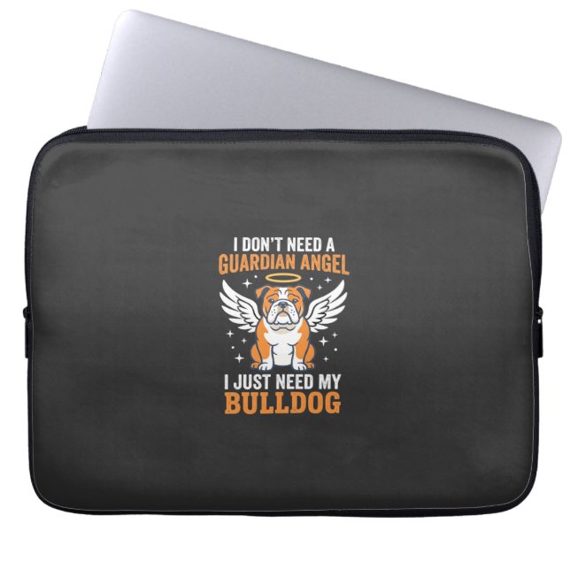 Bulldog Beschermengel Hond Laptop Sleeve (Voorkant)