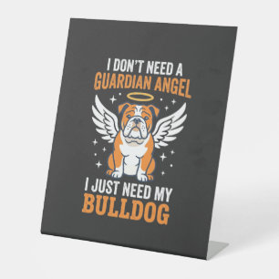 Bulldog Beschermengel Hond Reclamebord Met Voetstuk