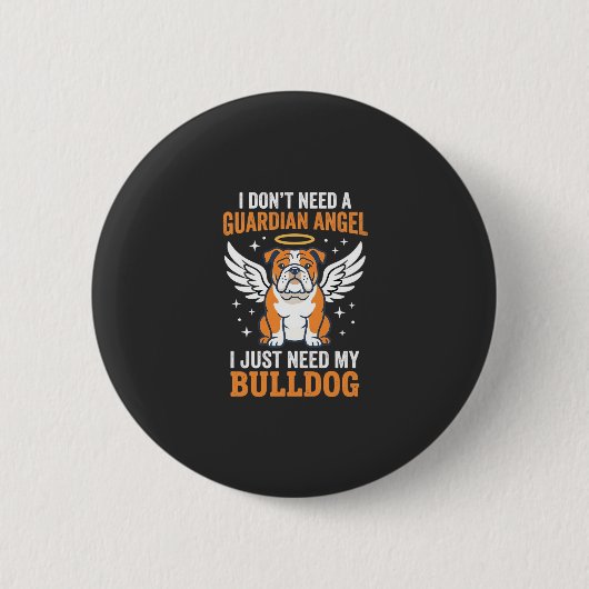 Bulldog Beschermengel Hond Ronde Button 5,7 Cm (Voorkant)