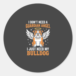 Bulldog Beschermengel Hond Ronde Sticker