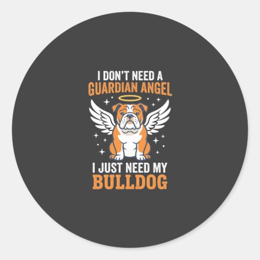 Bulldog Beschermengel Hond Ronde Sticker (Voorkant)