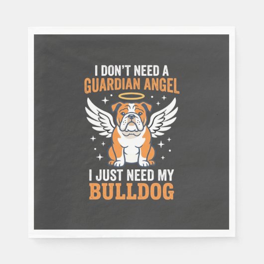 Bulldog Beschermengel Hond Servet (Voorkant)