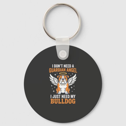 Bulldog Beschermengel Hond Sleutelhanger (Voorkant)