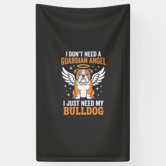 Bulldog Beschermengel Hond Spandoek (Verticaal)