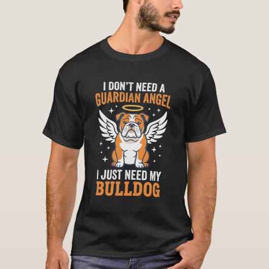 Bulldog Beschermengel Hond T-shirt (Voorkant)
