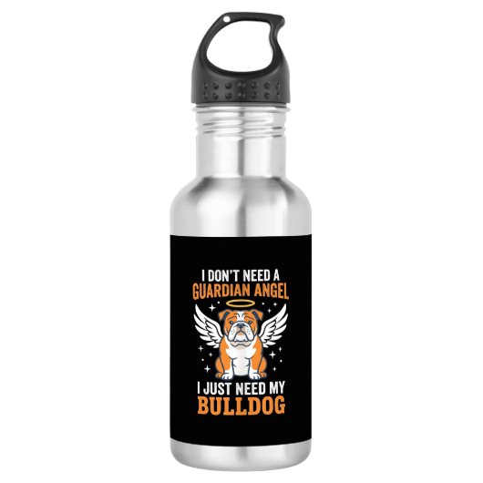 Bulldog Beschermengel Hond Waterfles (Voorkant)