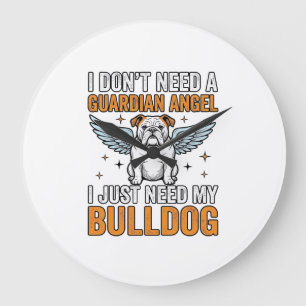 Bulldog Beschermengel Vintage Hond Liefhebber Shir Grote Klok