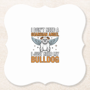 Bulldog Beschermengel Vintage Hond Liefhebber Shir Kartonnen Onderzetters
