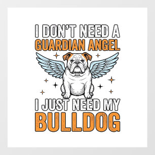 Bulldog Beschermengel Vintage Hond Liefhebber Shir Raamsticker