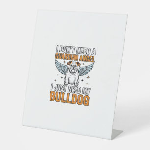 Bulldog Beschermengel Vintage Hond Liefhebber Shir Reclamebord Met Voetstuk