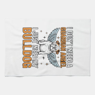 Bulldog Beschermengel Vintage Hond Liefhebber Shir Theedoek
