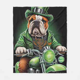 Bulldog Bestuur Fiets St. Patrick's Day Fleece Deken