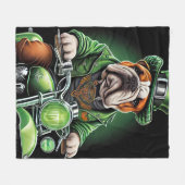 Bulldog Bestuur Fiets St. Patrick's Day Fleece Deken (Voorkant (Horizontaal))