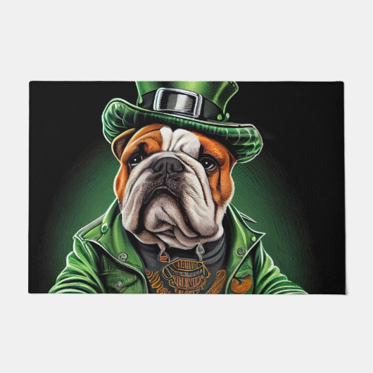 Bulldog Bestuurbare Fiets St. Patrick's Day Deurmat (Voorkant)