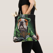 Bulldog Bestuurbare Fiets St. Patrick's Day Tote Bag (Dichtbij)