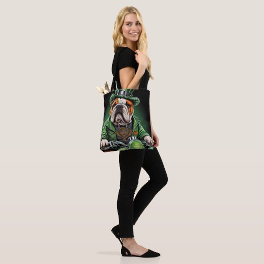Bulldog Bestuurbare Fiets St. Patrick's Day Tote Bag (Op model)