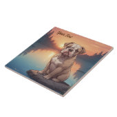 Bulldog bij het meer tegeltje (Zijkant)