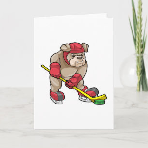 Bulldog bij ijshockey met ijshockeystick kaart
